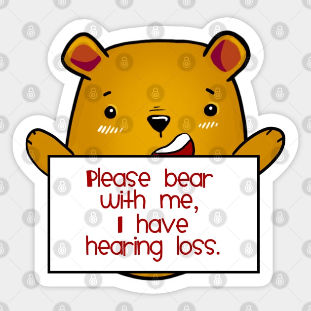 Yellow Bear with Hearing Loss Sticker by Fun4theBrain